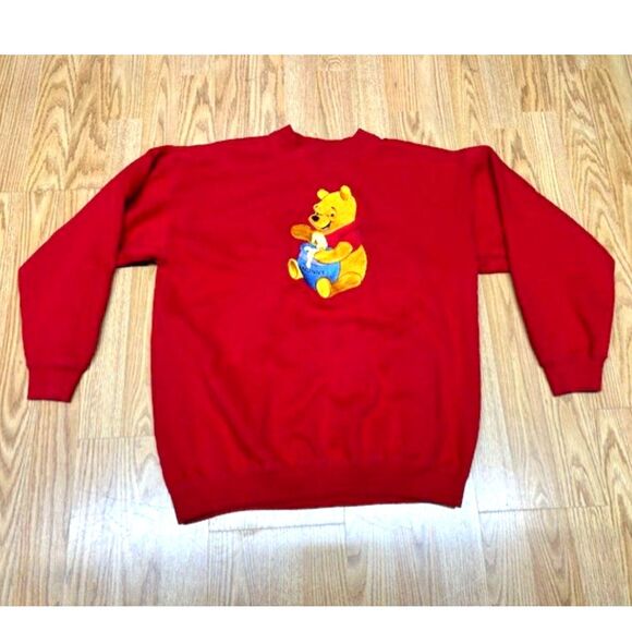 winnie the pooh Tops - Vintage Winnie the Pooh - Crewneck sweatshirt - red - XL more like Large